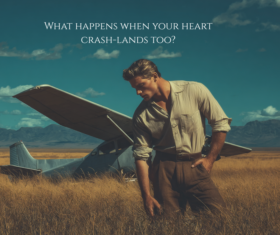 Man standing next to a small airplane in a desert landscape with text overlay.