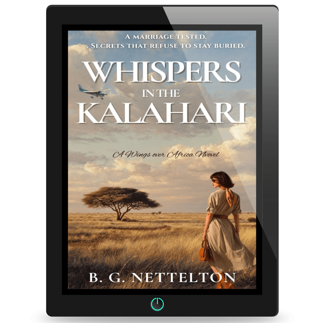Cover of romantic suspense Africa fiction Whispers in the Kalahari
